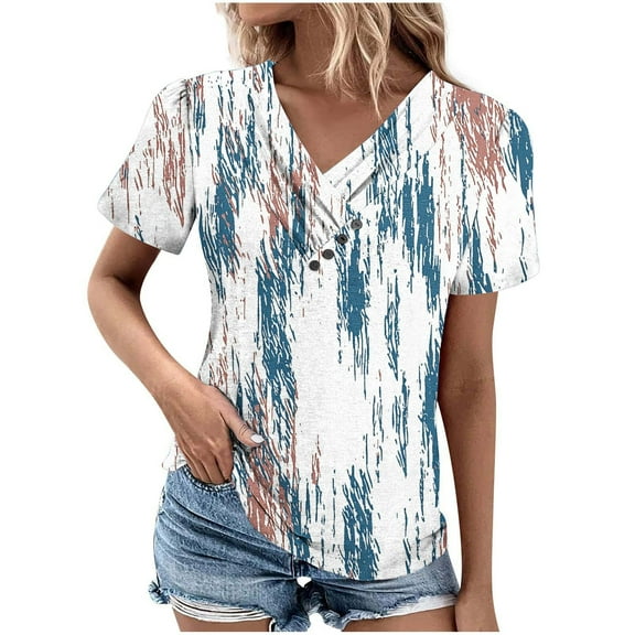 Cilsoka My Orders Placed Womens Shirts Summer Cotton V Neck Trendy Graphic Tops for Women 2025 Crop Tops for Women Loose Fit Work Blouses for Women Summer