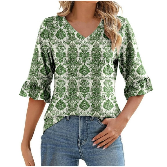 Cilsoka Oversized Tshirts for Women Vintage Womens 3/4 Sleeve Tops Summer Women Tunic Tops for Leggings Chiffon Blouses for Women 2025 My Orders past Orders