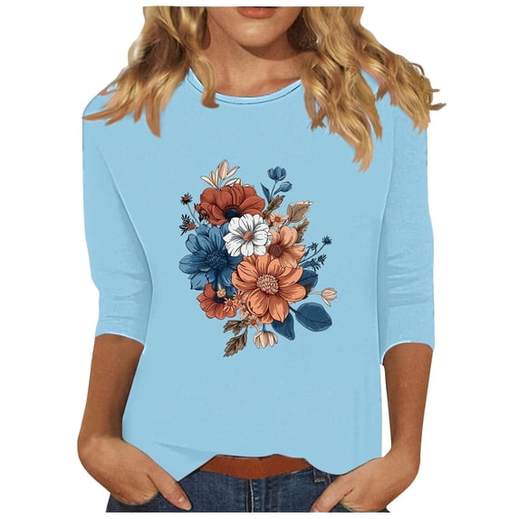 Cilsoka Plus Size Shirts for Women 3/4 Sleeve 3/4 Sleeve Tops for Women Cotton Vintage Tees for Women V Neck V Neck Tops for Women Dressy My Orders past Orders