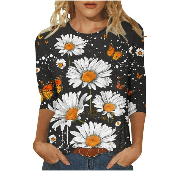 Cilsoka Plus Size Shirts for Women Fall Winter Graphic Tops for Women 2025 Tunic Tops 3/4 Length Sleeve Work Blouses for Women 2025 My Orders past Orders