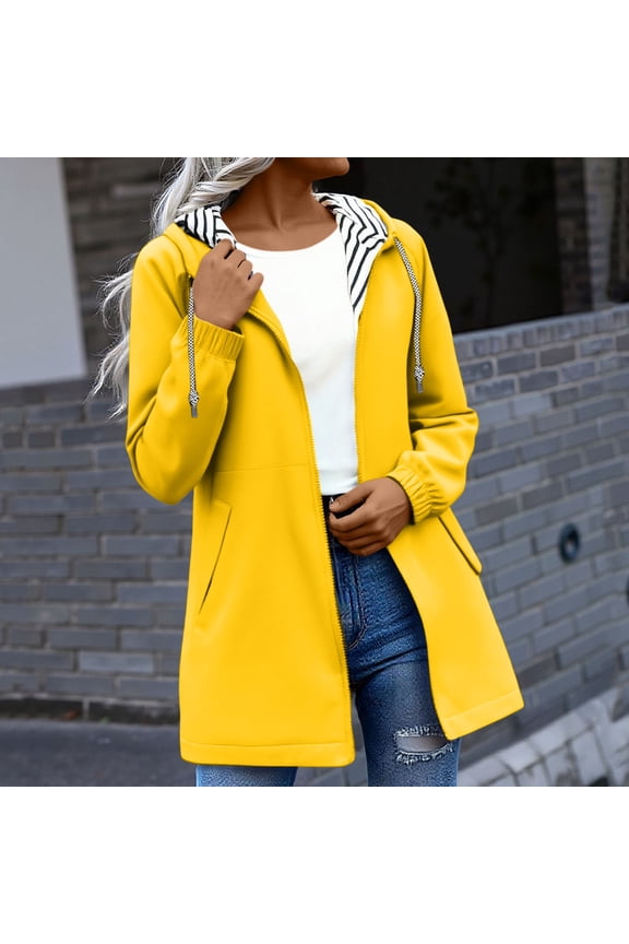 Raincoat for Women Waterproof with Hood Lightweight Rain Jackets with Pockets Striped Lined Plus Size Outdoor Hiking Windbreaker Trench Coats