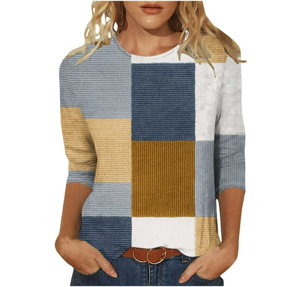 Cilsoka Shirts for Women Trendy Dressy Casual Plus Size Tops for Women Purple Oversized Graphic Tees for Women Band 3/4 Length Sleeve Womens Tops Plus Size My Orders past Orders