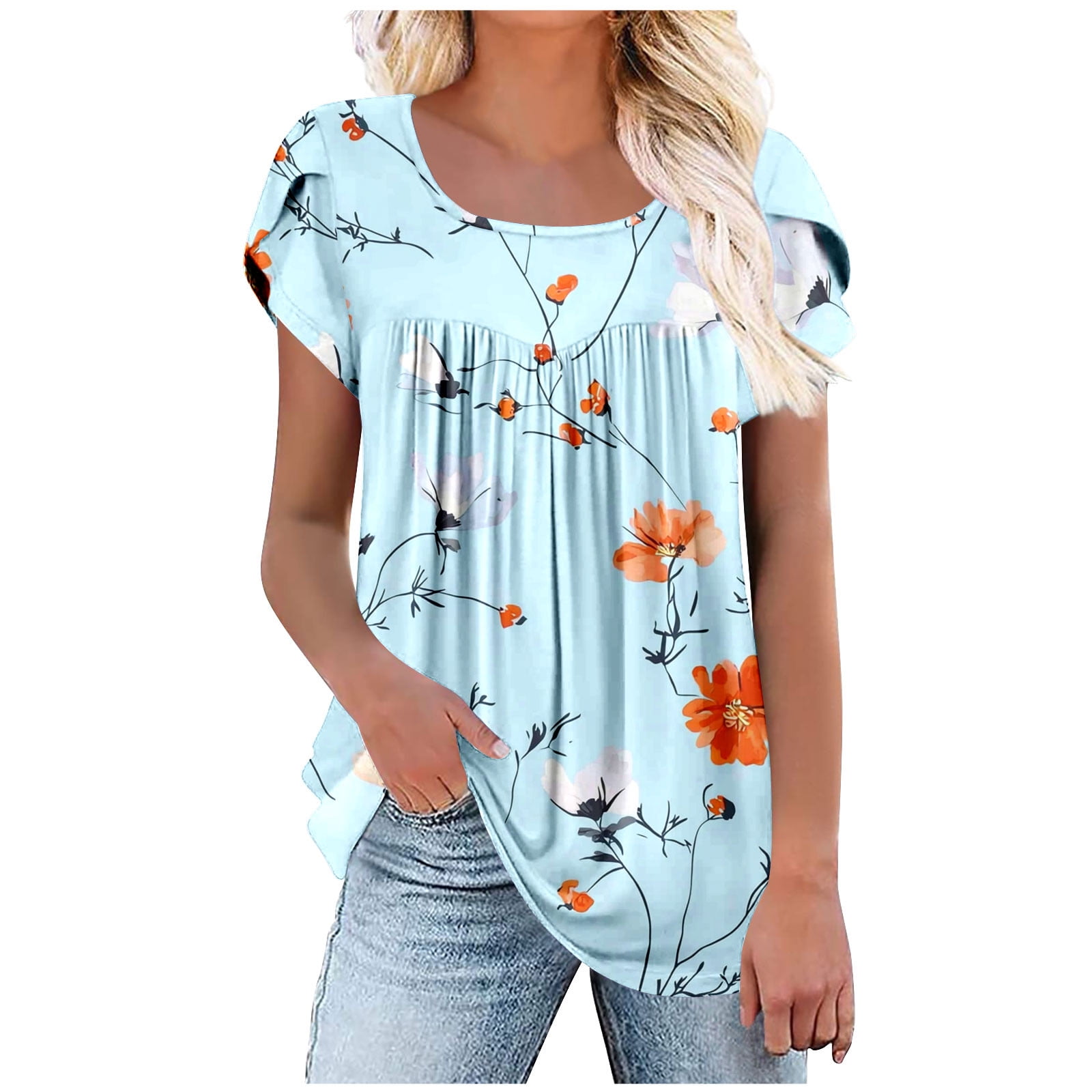 Cilsoka Short Sleeve T Shirts for Women Loose Fit Plus Office Tops for ...
