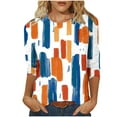 thumbnail image 1 of Cilsoka Summer Shirts for Women Plus Size, 3/4 Length Sleeve Womens Tops Round Neck Casual Tunic Tops Basic Pleated Shirts Loose Fit 2026, Floral Print Tshirts, 1 of 6