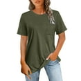 thumbnail image 1 of Cilsoka Summer Short Sleeve Round Neck T Shirts for Women Dressy Casual Solid Basic Tunic Tops with Pocket 2026 Fashion Blouse, 1 of 4