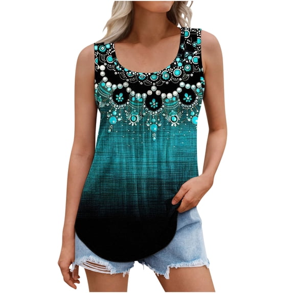 Cilsoka Summer Tank Tops for Women Crew Neck Loose Fit Casual Fashion Flowy Sleeveless, White Tank Top Woman