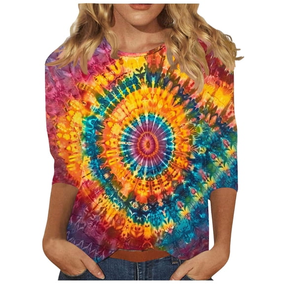 Cilsoka T Shirts for Women Loose Fit Funny Vintage Tops for Women Oversized Graphic Tees for Women Gym 3/4 Length Sleeve Womens Tops Plus Size Cotton My Orders past Orders