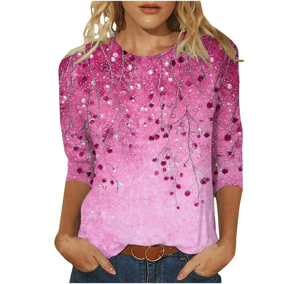 Cilsoka T Shirts for Women Loose Fit Long Cute Tops for Women Going out Loose Plus Size Tunic Tops for Women 3x 3/4 Length Sleeve Womens Tops Cotton Only My Orders past Orders