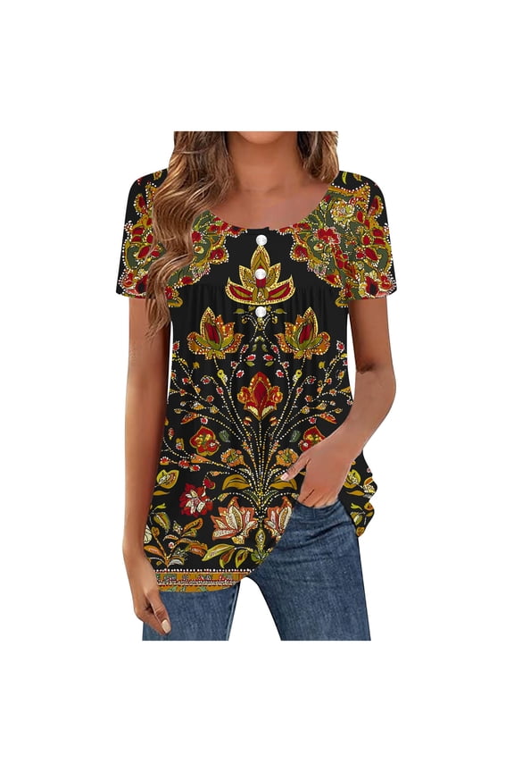 Trendy Shirts for Women 2026, Graphic V Neck Shirt for Women Boho Floral Wildflowers Tee Casual Cottagecore Summer T-Shirt Blouse, Graphic Trendy Tees