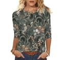 thumbnail image 1 of Cilsoka Trendy Shirts for Women 2026 Summer, Womens 3/4 Length Sleeve Tops Casual Floral Print Summer Tops for Women Loose Fit Three Quarter Length Sleeve Blouse, Graphic Trendy Tees, 1 of 4