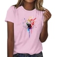 thumbnail image 1 of Cilsoka Trendy Shirts for Women Summer, Womens Summer Tops Short Short Sleeve Dressy Casual Blouses Crew Neck Pleated Tunic Loose Fit Spring T Shirts, Floral Print Tshirts, 1 of 3