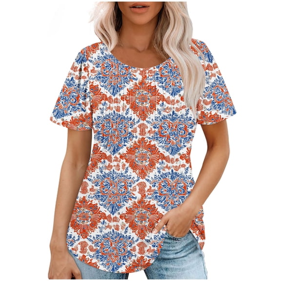 Cilsoka Tunic Shirts for Women To Wear With Leggings Tops for Women Trendy Summer Plus Crop Tops for Women Trendy Womens Button Down Blouse Floral My Orders Placed