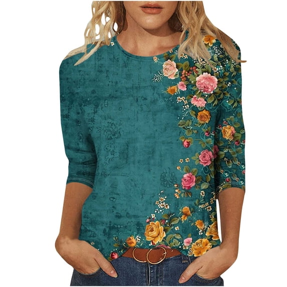 Cilsoka V Neck T Shirts for Women Cotton Womens 3/4 Sleeve Summer Tops Crew Neck Tunics for Women 2025 Plus Blouse for Women Long Sleeve My Orders past Orders