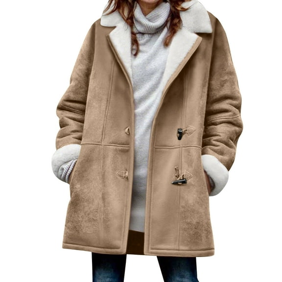 Cilsoka Winter Warm Sherpa Fleece Lined Jackets Hooded Plus Size Winter Coats for Women Parka Faux Suede Peacoat Outerwear 2025