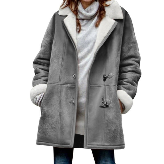 Cilsoka Winter Warm Sherpa Fleece Lined Jackets Hooded Plus Size Winter Coats for Women Parka Faux Suede Peacoat Outerwear 2025