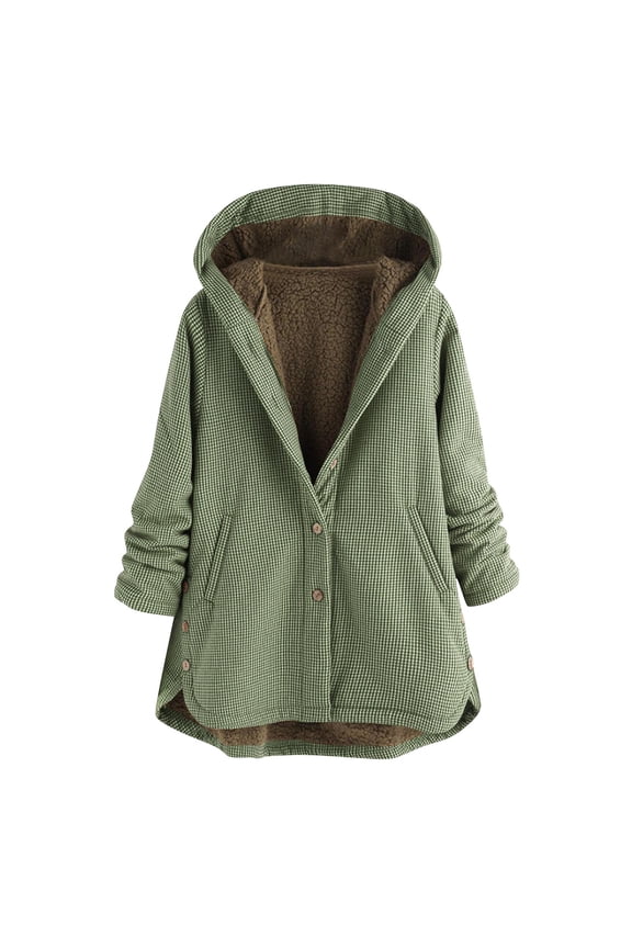 Women Button Down Long Hooded Cardigan Quilted Jackets Thicken Fleece Lined Down Jacket Oversized Winter Plus Size Cable Coats with Pockets