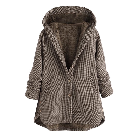 Cilsoka Women Button Down Long Hooded Cardigan Quilted Jackets Thicken Fleece Lined Down Jacket Oversized Winter Plus Size Cable Coats with Pockets