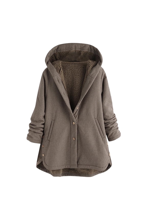 Women Button Down Long Hooded Cardigan Quilted Jackets Thicken Fleece Lined Down Jacket Oversized Winter Plus Size Cable Coats with Pockets