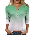 thumbnail image 1 of Cilsoka Women's 3/4 Sleeve Henley Shirts Dressy Casual Gradient Tunic Tops Button Up V Neck Loose Pullover Raglan Blouse, 1 of 6