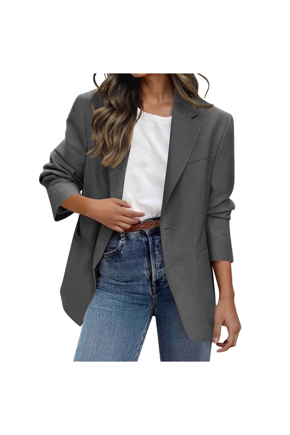 Women's Breasted Blazer Jackets Lightweight Suit with Pockets Casual Open Front Long Sleeve Lapel Collar Work Office Jackets Blazer