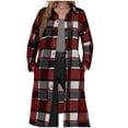 thumbnail image 1 of Cilsoka Women's Casual Plaid Lapel Woolen Button Up Pocketed Long Shacket Coat Long Corduroy Shirt Casual Lapel Flannel Trench Coats, 1 of 4