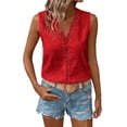 thumbnail image 1 of Cilsoka Women's Eyelet Trim Tank Top Basic Sleeveless V Neck Blouse Casual Loose Fit Shirt Summer Daily Work Office Wear, 1 of 6
