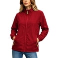 thumbnail image 1 of Cilsoka Women's Softshell Jacket Water Resistant Full Zip Windbreaker Lightweight Plus Size Coat with Stand Collar and Zip Pockets, 1 of 6