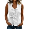 thumbnail image 1 of Cilsoka Women's Summer Sleeveless Cotton Linen Tank Tops 2026 Tie Front V Neck Wrap Tank Tops Split Front Dressy Going Out Top Shirt, 1 of 5