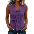 thumbnail image 1 of Cilsoka Women's Summer Sleeveless Cotton Linen Tank Tops 2026 Tie Front V Neck Wrap Tank Tops Split Front Dressy Going Out Top Shirt, 1 of 5