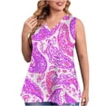 thumbnail image 1 of Cilsoka Women's Tank Tops Summer V Neck Sleeveless Shirts Blouses Floral Print Boho Babydoll Tops, White Tank Top Woman, 1 of 5