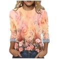 thumbnail image 1 of Cilsoka Women's Tops, Tees & Blouses Plus Size, 3/4 Length Sleeve Womens Tops 2026 Summer Floral Henley V Neck Button Down Tunic Shirts Casual Business Blouses, Graphic Trendy Tees, 1 of 6