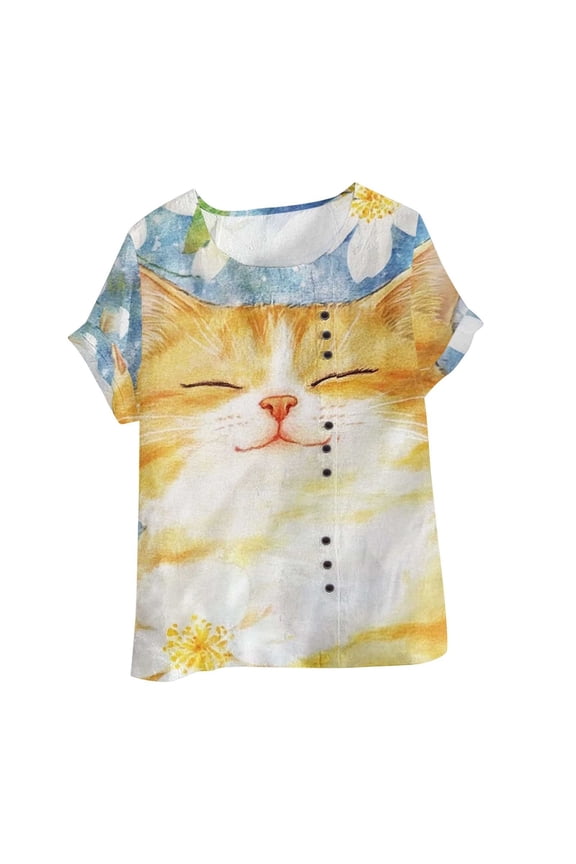 Women's Tops, Tees & Blouses Plus Size, Womens Boho Shirts Vintage Floral Tshirt Cottagecore Wildflowers Graphic Tees Bohemian Short Sleeve Tops, Graphic Trendy Tees