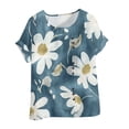 thumbnail image 1 of Cilsoka Women's Tops, Tees & Blouses Short Sleeve, Womens Summer Tops Short Short Sleeve Dressy Casual Blouses Crew Neck Pleated Tunic Loose Fit Spring T Shirts, Graphic Trendy Tees, 1 of 3