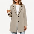 thumbnail image 1 of Cilsoka Winter Coats for Women Fuzzy Fleece Notch Pea Plush Mid-Length Coat Casual Thick Warm Elegant Trendy Jackets Outerwear, 1 of 4