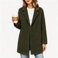thumbnail image 1 of Cilsoka Winter Coats for Women Fuzzy Fleece Notch Pea Plush Mid-Length Coat Casual Thick Warm Elegant Trendy Jackets Outerwear, 1 of 4