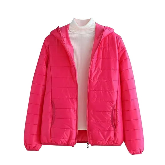 Cilsoka Women's Winter Thin Warm Cotton Coat Lightweight Quilted Padded Coat Short Solid Color Outwear Hooded Down Cotton Jacket Padded Puffer Parkas