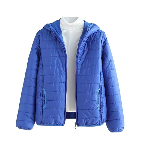 Cilsoka Women's Winter Thin Warm Cotton Coat Lightweight Quilted Padded Coat Short Solid Color Outwear Hooded Down Cotton Jacket Padded Puffer Parkas