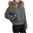 thumbnail image 1 of Cilsoka Women's Winter Warm Cotton Coat, Women's Cropped Puffer Jacket Winter Fuzzy Hooded Zip Up Quilted Coat with Pockets Warm Chunky Fashion Comfy Outwear, 1 of 5