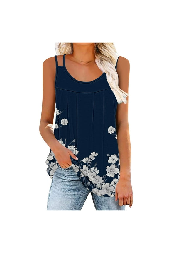 Womens Boho Floral Tank Tops Vintage Tank Summer Short Sleeve Tank Cute Tank Tops, Black Tank Top Woman Dressy
