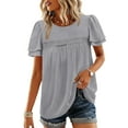 thumbnail image 1 of Cilsoka Womens Business Blouses Dressy Casual Babydoll Tops Ruffle Short Sleeve Shirts Plus Size Fashion Clothing, 1 of 7
