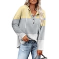 thumbnail image 1 of Cilsoka Womens Button Up Sweatshirts Hooded Striped Print Long Sleeve Drawstring Hoodies Casual Pullover, 1 of 5