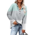 thumbnail image 1 of Cilsoka Womens Button Up Sweatshirts Hooded Striped Print Long Sleeve Drawstring Hoodies Casual Pullover, 1 of 5
