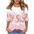 thumbnail image 1 of Cilsoka Womens Clothing Trendy 2026, Womens Tops V Neck Short Sleeve Loose Fit Tee Shirts Summer Spring 2026 Floral Printed, Floral Print Tshirts, 1 of 5