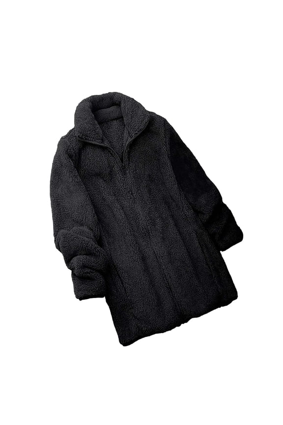 Womens Fleece Jacket Long Sleeve Zip Up Sherpa Coats 2025 Fall Winter Trendy Fuzzy Hooded Jackets with Pockets