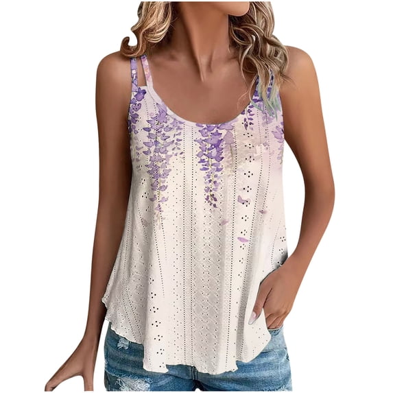 Cilsoka Womens Floral Tank Tops Crewneck Sleeveless Shirts Casual Summer Loose fit Top, 2026 Fashion Trends Women