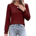 thumbnail image 1 of Cilsoka Womens Long Sleeve Shirts Fall 2026 Crew Neck Dressy Casual Blouses Eyelet Tunic Tops Fashion Outfits Clothes, 1 of 5