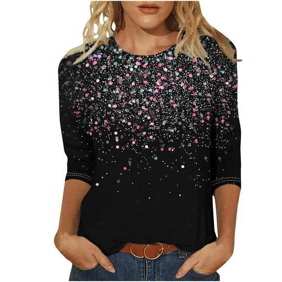 Cilsoka Womens Long Sleeve T Shirts Crew Neck Cute Tops for Women Going out Fall Winter Crop Tops for Women Sexy Plus Size Work Blouses for Women Office 3/4 Sleeve My Orders past Orders