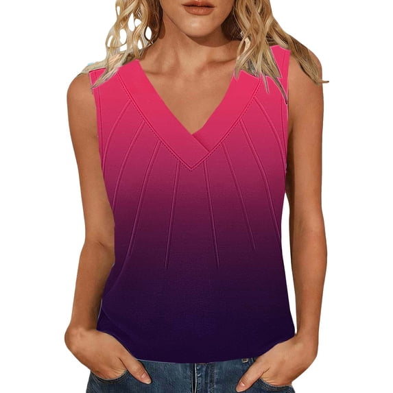 Cilsoka Womens Loose Fit Casual Flowy Tank Tops V Neck Trendy Gradient Sleeveless Summer Shirts Clothes Spring Outfits 2026