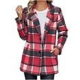 thumbnail image 1 of Cilsoka Womens Plaid Shacket Jacket Long Sleeve Casual Button Up Flannel Shirt with Pockets Winter Clothing Woolen Coats Fall Fashion 2025, 1 of 6