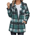 thumbnail image 1 of Cilsoka Womens Plaid Shacket Jacket Long Sleeve Casual Button Up Flannel Shirt with Pockets Winter Clothing Woolen Coats Fall Fashion 2025, 1 of 6